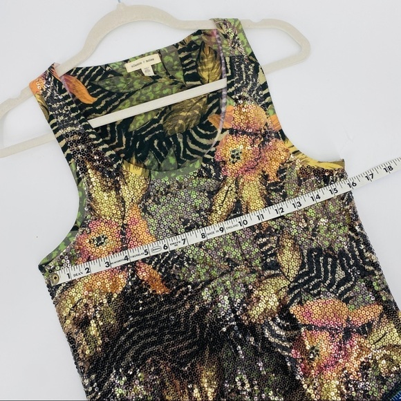 Silence + Noice Anthropologie Tropical Sequined Tank Top Jungle Animal sz Sm - Picture 11 of 13